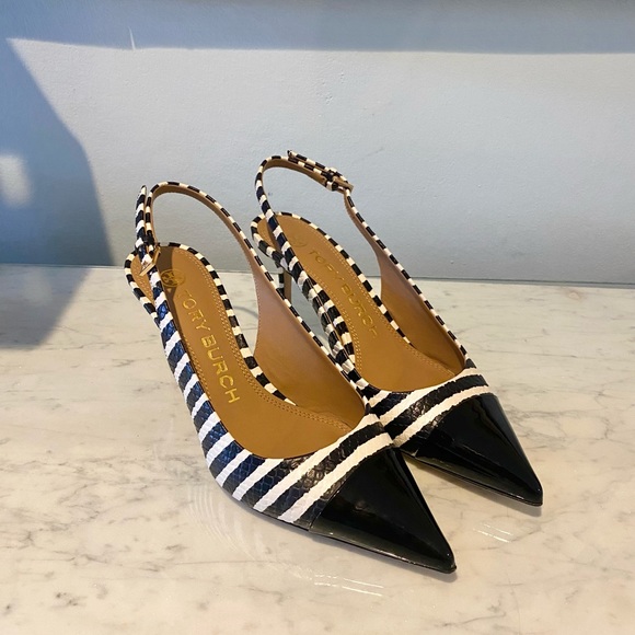 Tory Burch Penelope Cap Toe Slingback Pump Size 8 EUC - Picture 3 of 6